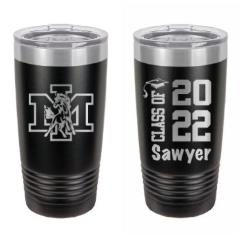 Black Tumbler With Mustang Logo (optional personalization)