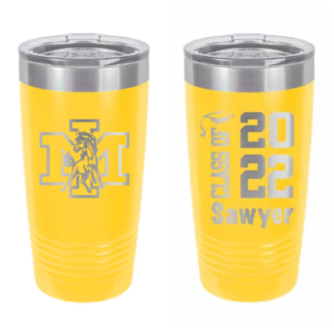 Yellow Tumbler With Mustang Logo (optional personalization)